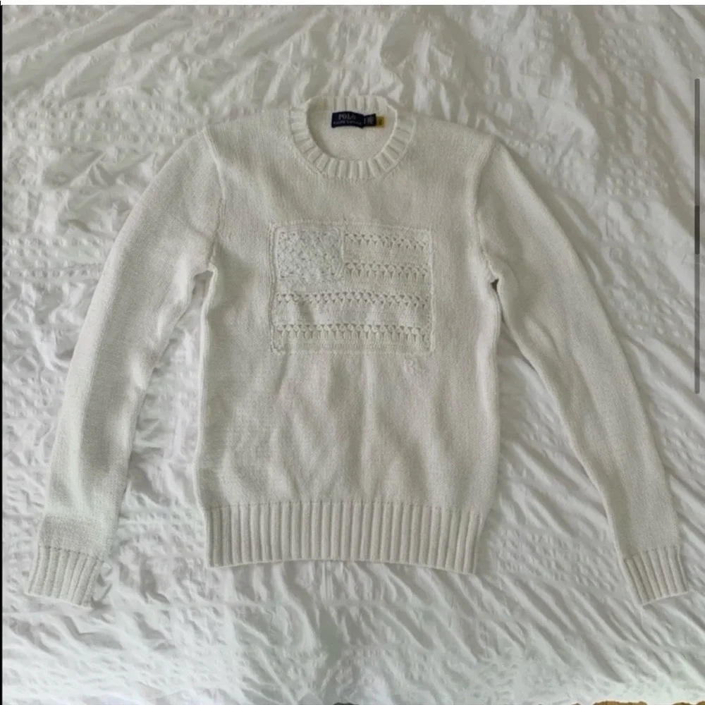 New Ralph Lauren American Flag White Sweater - Picture 5 of 13